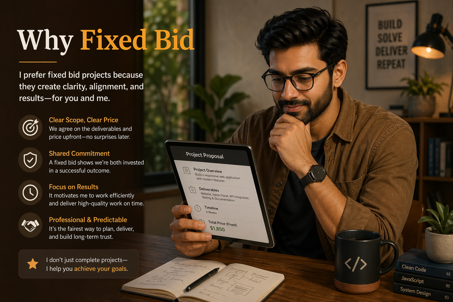 Developer reviewing a fixed-bid proposal