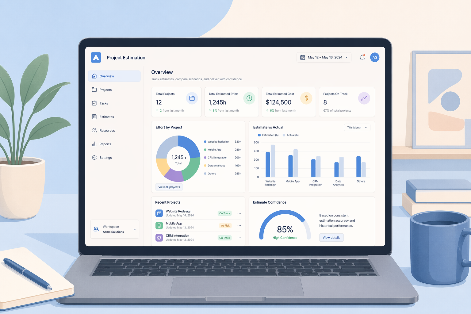 Fixed Bid Solutions dashboard on a laptop
